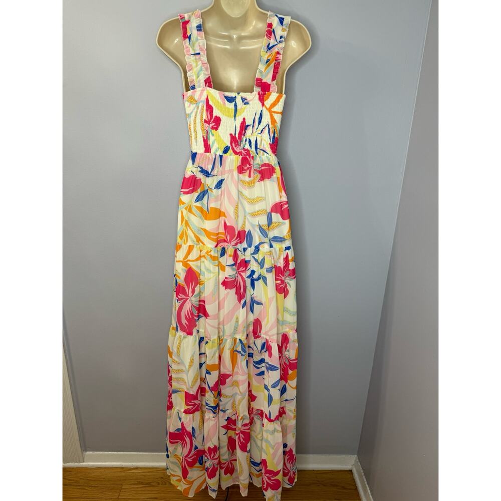 Flying Tomato Tropical Flower Printed Maxi Dress Vacation Costal Women's M - Picture 3 of 10